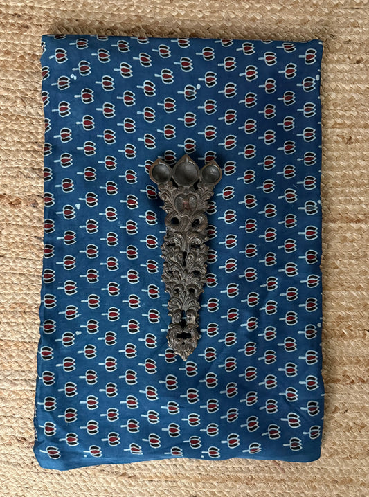 Blue ajrakh modal handcrafted natural dye printed fabric mf-