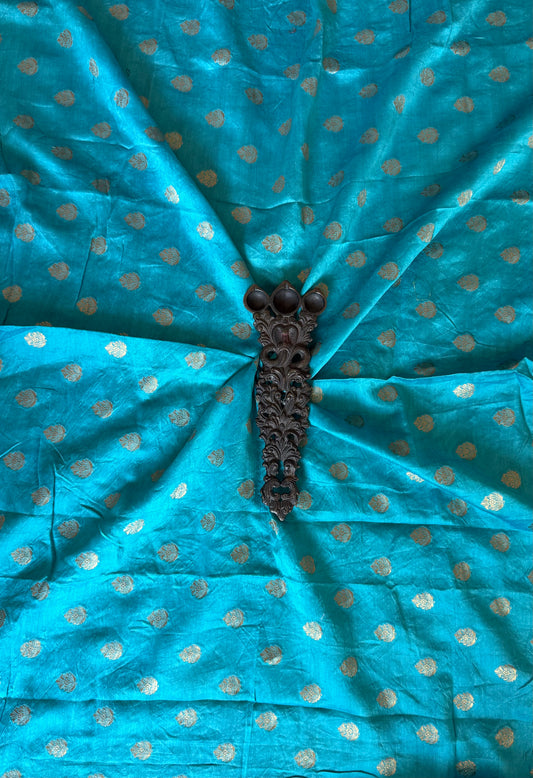 Sky blue pure silk kadwa butti un stitched blouse piece