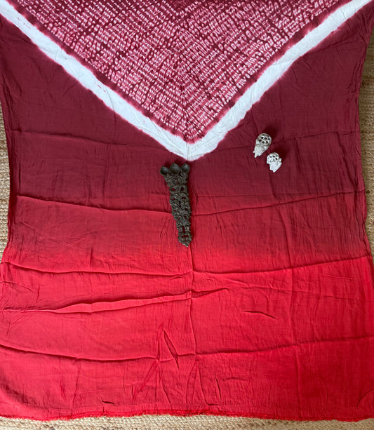 Red ombrã© modal silk shibori kurta/kaftan material