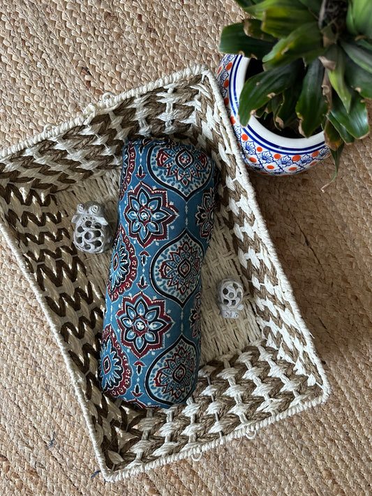 Indigo blue ajrakh modal handcrafted natural dye printed fabric mf-8