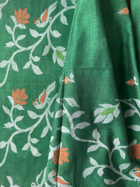 Green jamdani all over woven mull kurta set jak- 18