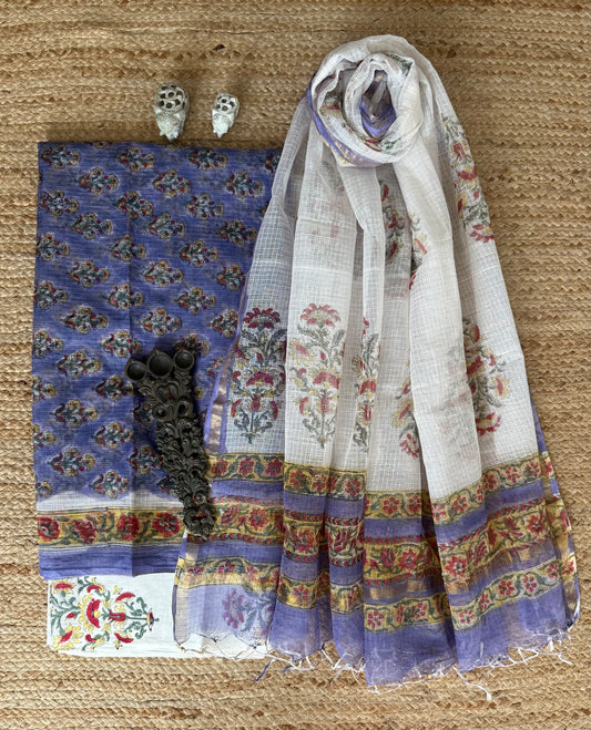 LILAC TURQUOISE KOTA HANDBLOCK SUIT SET