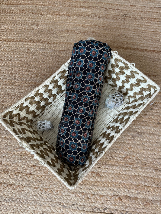 Black ajrakh modal handcrafted natural dye printed fabric mf-