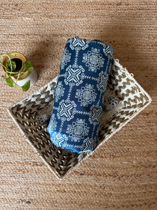 Blue mashru silk fabric msf- 14