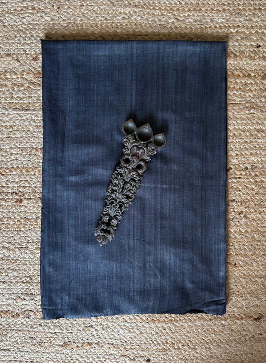 Black tussar silk un stitched blouse piece