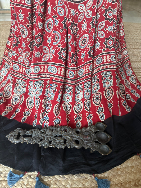 Maroon ajrakh modal silk handcrafted stole