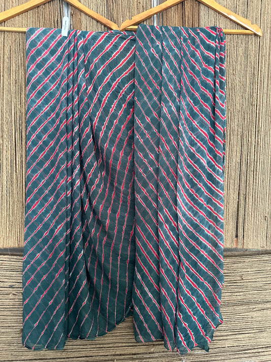 Slate gay leheriya handcrafted chiffon sari