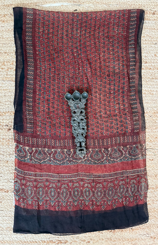 Maroon kota ajrak handcrafted dupatta