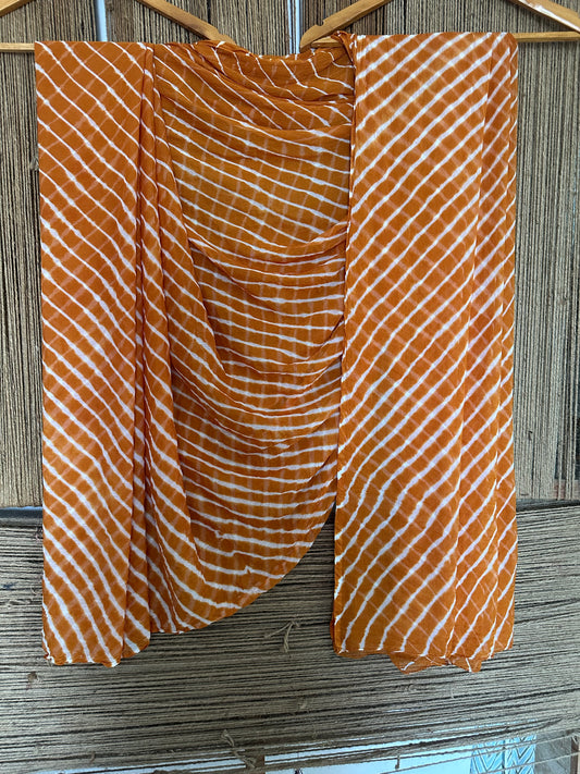 Peanut brown leheriya handcrafted chiffon sari