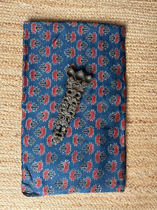 Blue ajrakh modal handcrafted natural dye printed fabric mf-