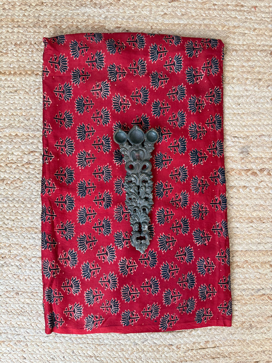 Maroon ajrakh modal handcrafted natural dye printed fabric mf-