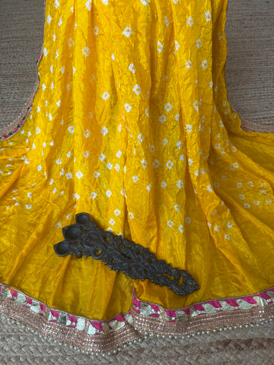 Yellow chiffon Bandhani dupatta
