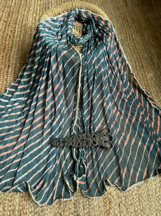 Grey chiffon leheriya dupatta