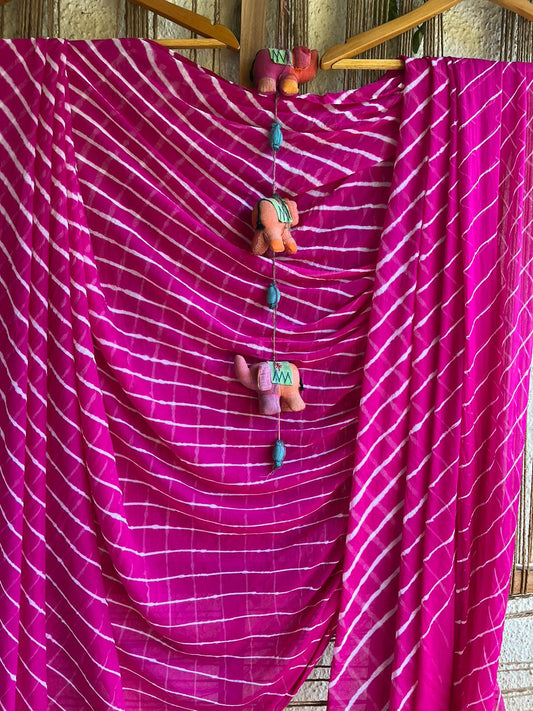 Magenta pink leheriya chiffon sari