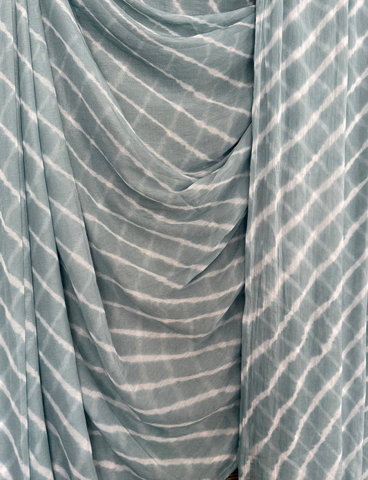 Smoke gray multi leheriya handcrafted  chiffon sari