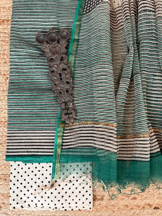 Peacock Green turquoise kota handblock suit set