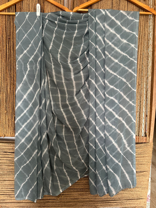 Slate gray leheriya chiffon sari