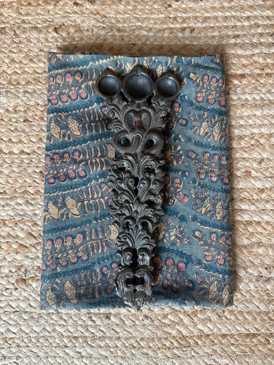 Air Forco Blue ajrakh  handcrafted cotton silk un stitched blouse piece