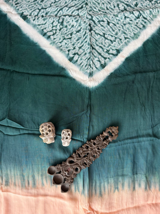 Green ombrã© modal  silk shibori kurta/kaftan material