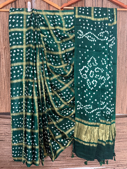 Castleton green modal silk gharchola bandhani sari bs- 72