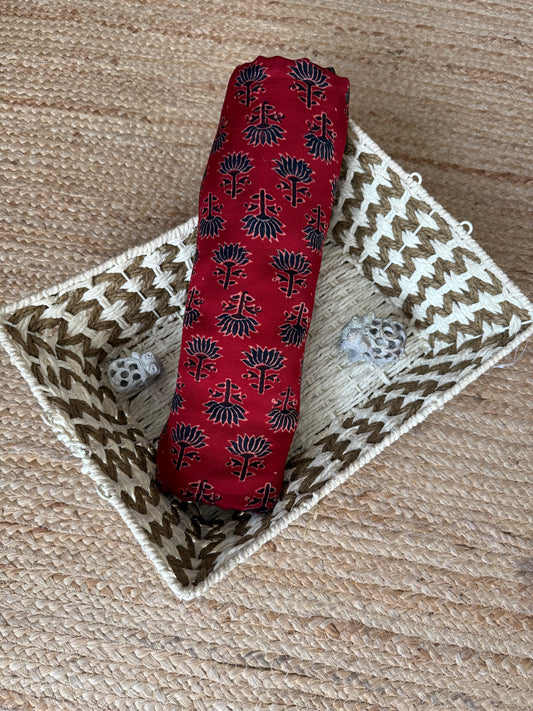 Maroon ajrakh  modal handcrafted natural dye printed fabric  mf-