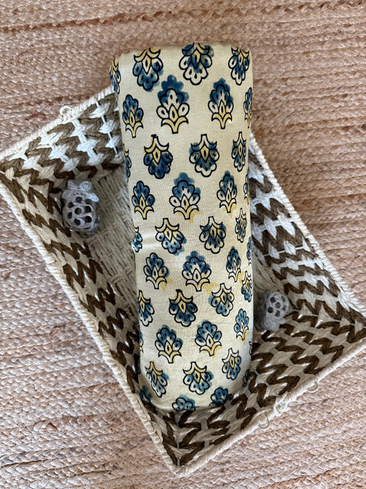 Beige mashru ajrakh handcrafted silk fabric