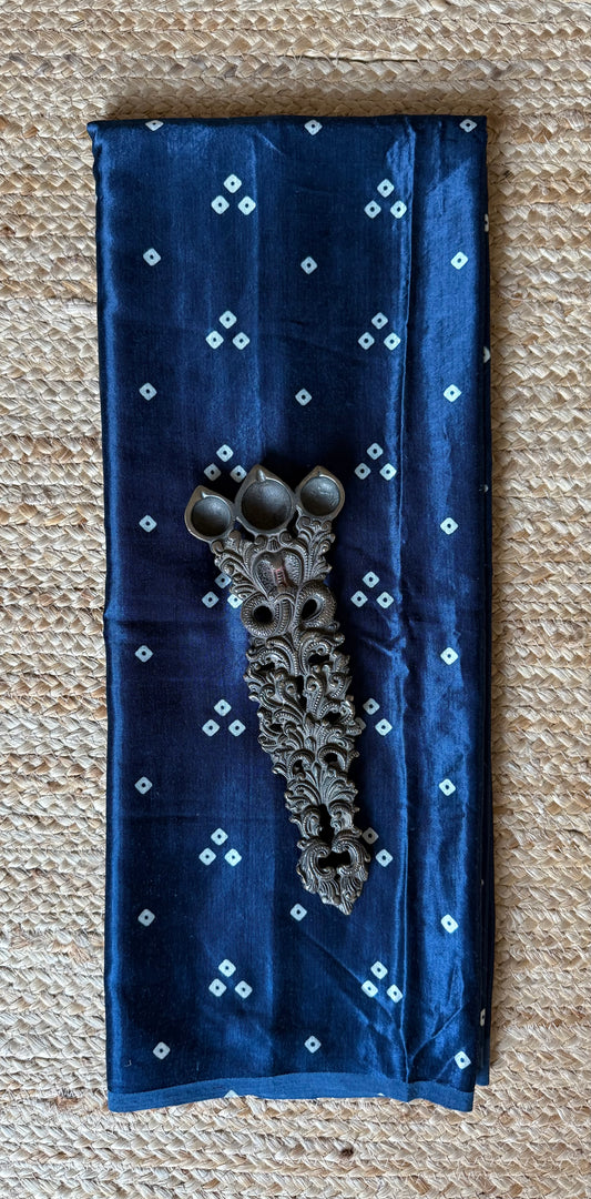 Blue three dot mashru silk un stitched blouse piece