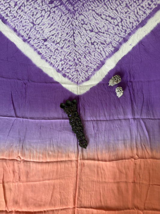 Mauve purple ombrã© modal  silk shibori kurta/kaftan material