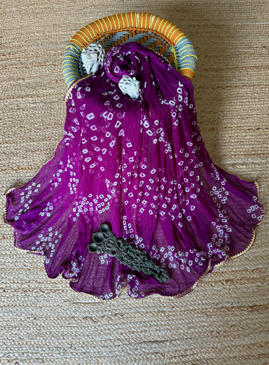 Palatinate purple chiffon leheriya dupatta