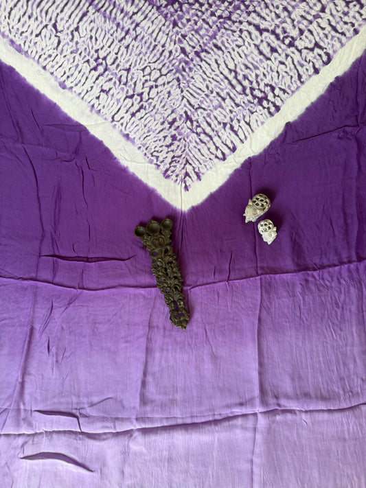 Purple to lilac ombrã© modal  silk shibori kurta/kaftan material