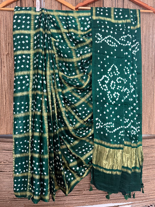 Castleton green modal silk gharchola bandhani sari bs- 72