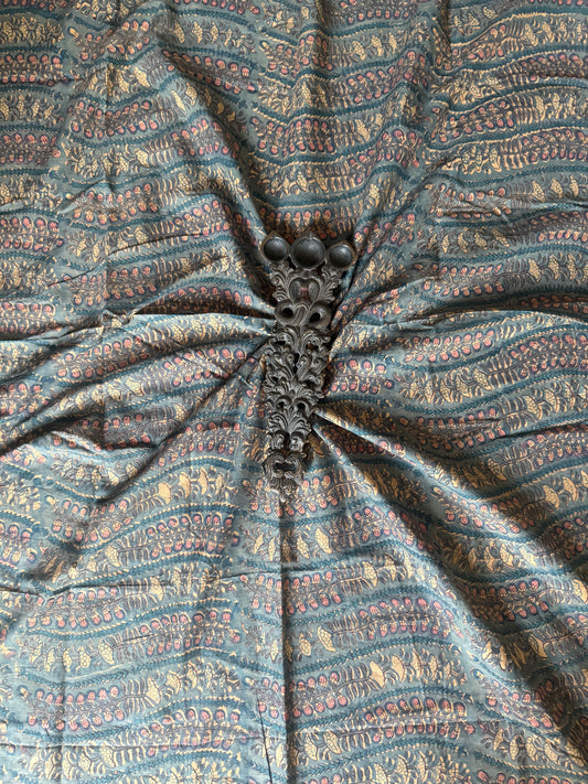 Air Forco Blue ajrakh  handcrafted cotton silk un stitched blouse piece