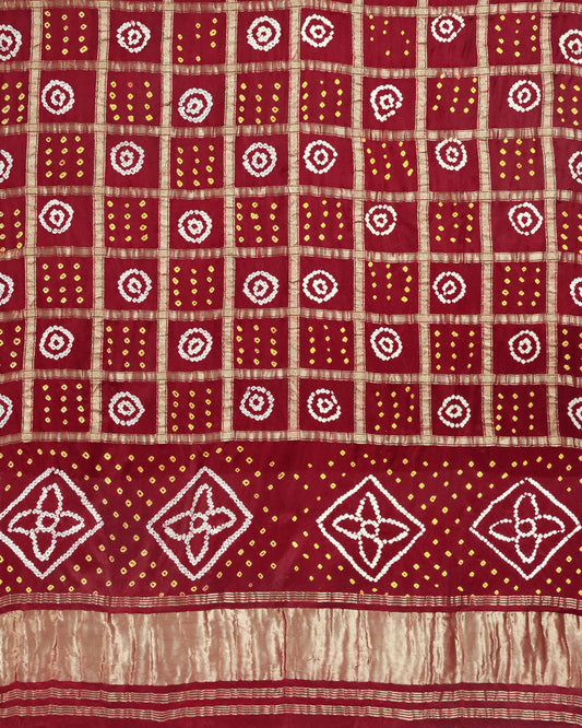 Red maroon handcrafted modal silk gharchola dupatta