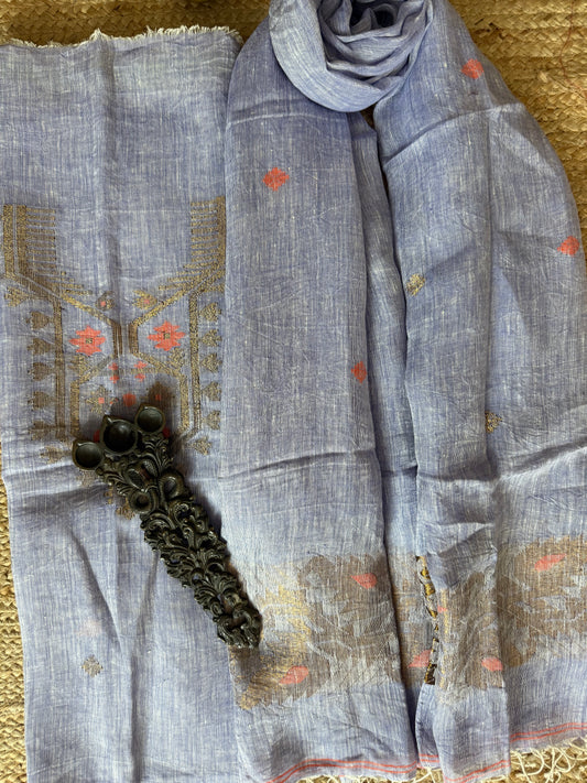 Light purple woven linen jamdani kurta set ljs- 2013