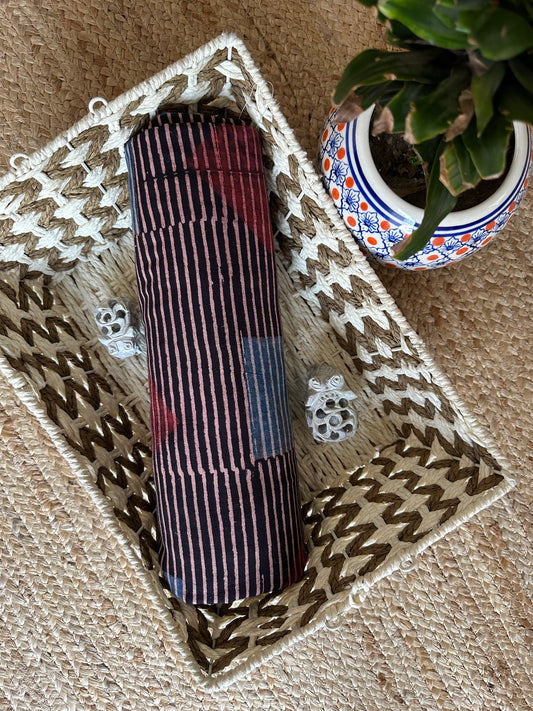 Black ajrakh handcrafted natural dye printed fabric  cf - 8