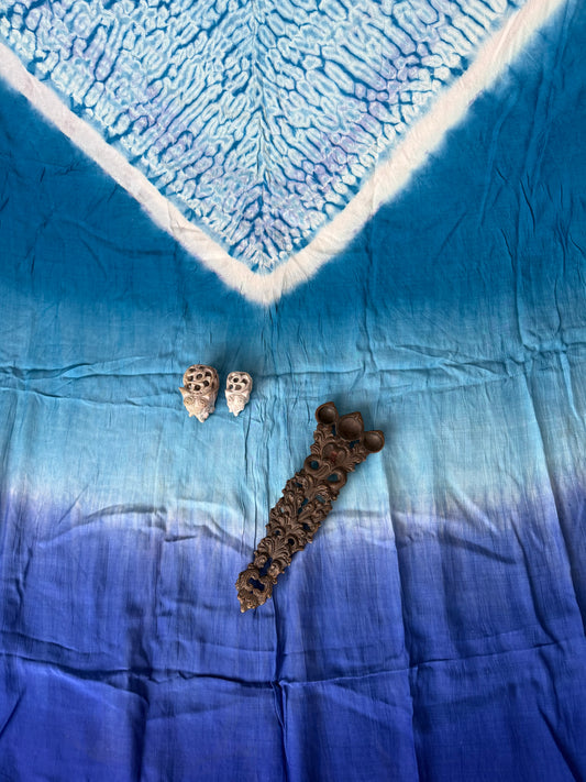 Blue ombrã© modal  silk shibori kurta/kaftan material