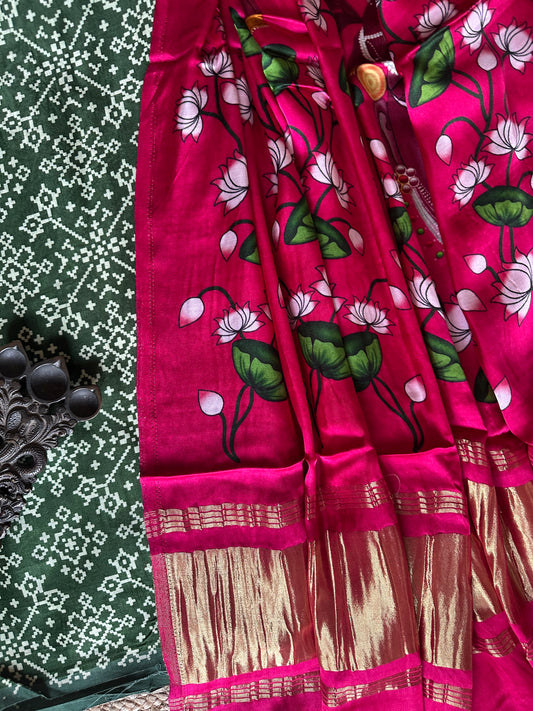 Green mashru  silk kurta with patola handcrafted modal silk dupatta ps-1085