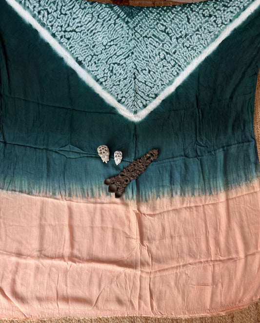 Green ombrã© modal  silk shibori kurta/kaftan material