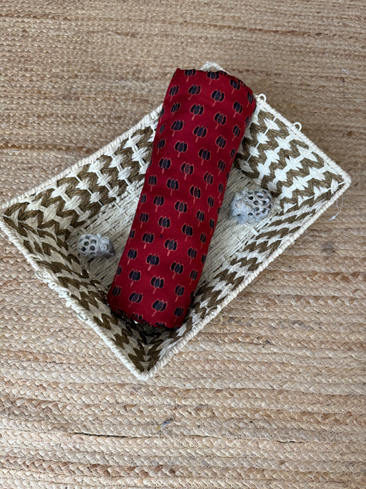 Maroon ajrakh  modal handcrafted natural dye printed fabric  mf-