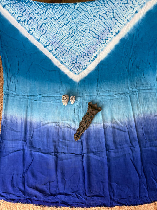 Blue ombrã© modal  silk shibori kurta/kaftan material