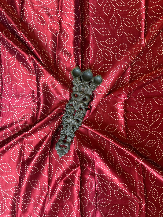 Maroon jaal print mashru silk un stitched blouse piece