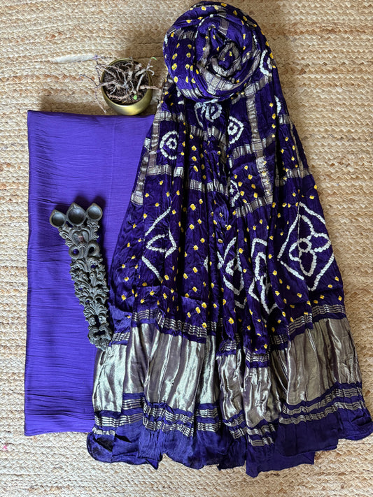 Plum purple modal silk kurta with gharchola handcrafted modal silk dupatta ps-256