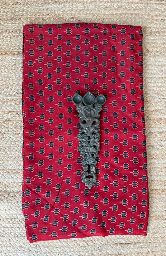 Maroon ajrakh  modal handcrafted natural dye printed fabric  mf-