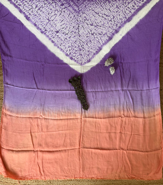 Mauve purple ombrã© modal  silk shibori kurta/kaftan material