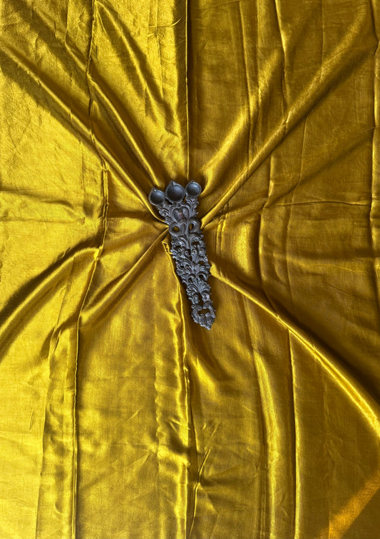 Lime yellow solid mashru silk un stitched blouse piece