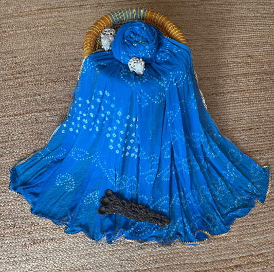 Azure blue chiffon leheriya dupatta