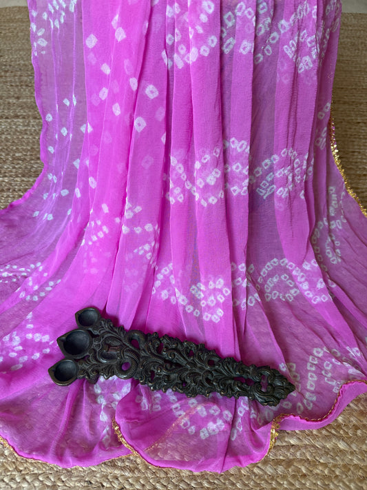 Neon pink chiffon leheriya dupatta