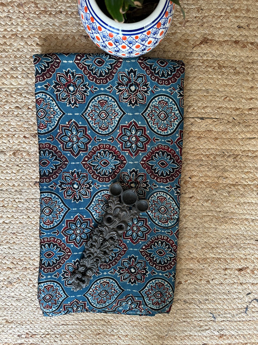 Indigo blue ajrakh  modal handcrafted natural dye printed fabric  mf-8