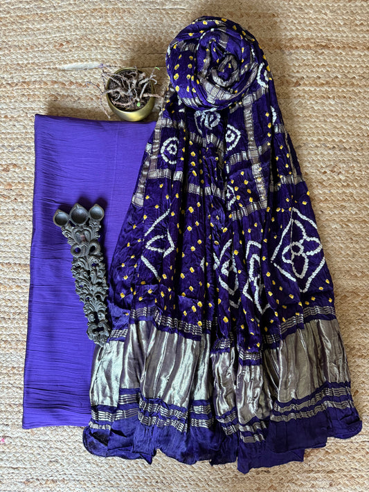 Plum purple modal silk kurta with gharchola handcrafted modal silk dupatta ps-256