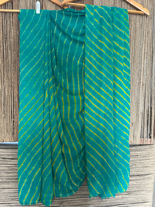 Jungle green leheriya chiffon sari